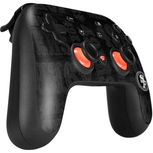 NFL San Franciso 49ers Black & White Google Stadia Controller Skin