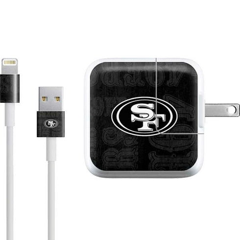NFL San Franciso 49ers Black & White iPad Charger (10W USB) Skin