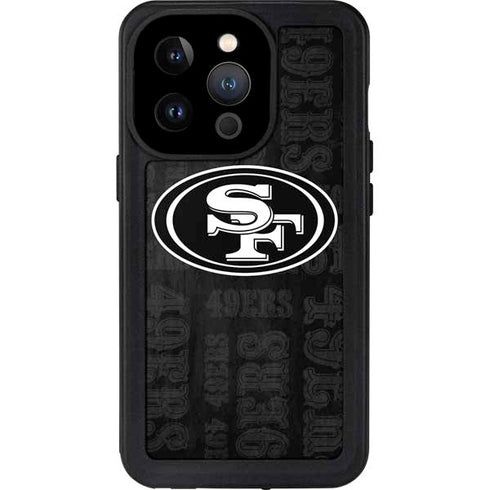 NFL San Franciso 49ers Black & White iPhone 14 Pro Waterproof Case