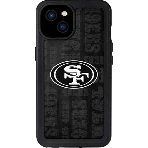 NFL San Franciso 49ers Black & White iPhone 15 Plus Waterproof Case