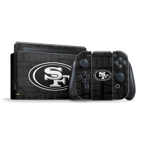 NFL San Franciso 49ers Black & White Nintendo Switch Bundle Skin