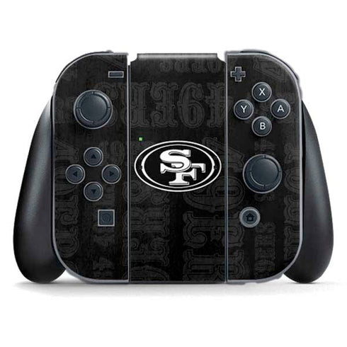 NFL San Franciso 49ers Black & White Nintendo Switch (2017-2021) Joy-Con Controller Skin