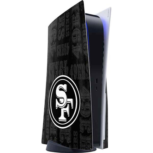 NFL San Franciso 49ers Black & White PS5 Console Skin
