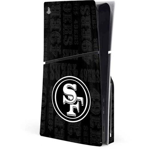 NFL San Franciso 49ers Black & White PS5 Slim Disk Console Skin