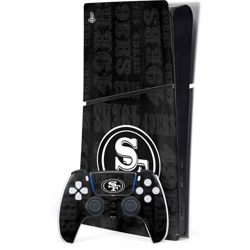 NFL San Franciso 49ers Black & White PS5 Slim Digital Edition Bundle Skin