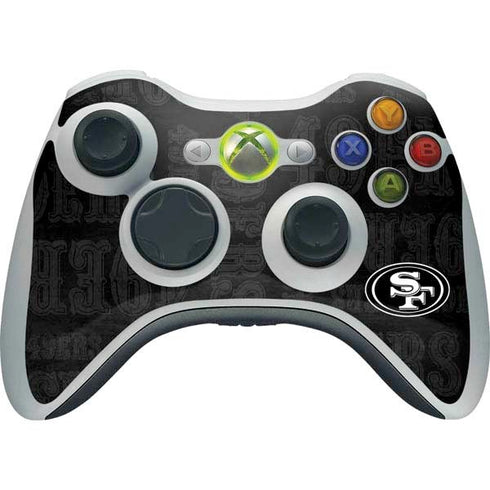 NFL San Franciso 49ers Black & White Xbox 360 Wireless Controller Skin