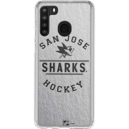 NHL San Jose Sharks Black Text Galaxy A21 Clear Case