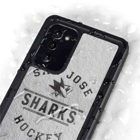 NHL San Jose Sharks Black Text Galaxy Note20 5G Waterproof Case