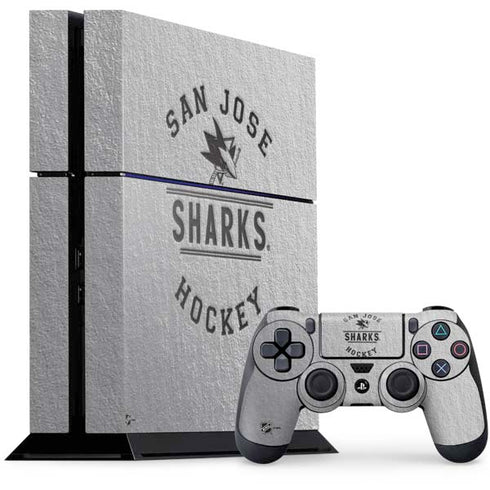 NHL San Jose Sharks Black Text PS4 Console and Controller Bundle Skin