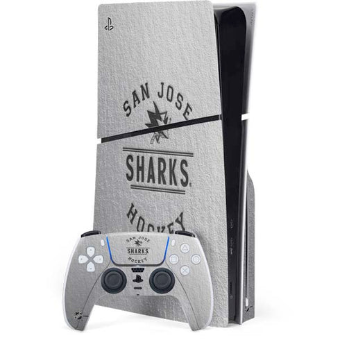 NHL San Jose Sharks Black Text PS5 Slim Disk Bundle Skin