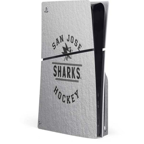 NHL San Jose Sharks Black Text PS5 Slim Disk Console Skin