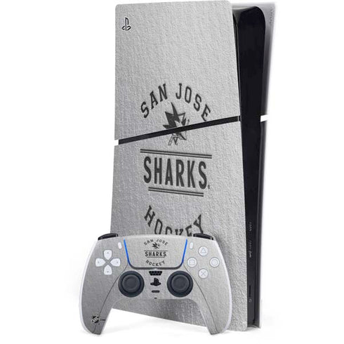 NHL San Jose Sharks Black Text PS5 Slim Digital Edition Bundle Skin