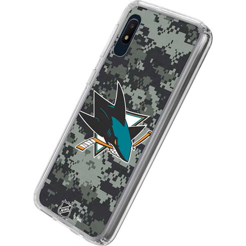 NHL San Jose Sharks Camo Galaxy A10e Clear Case