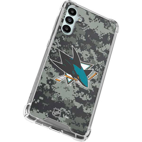 NHL San Jose Sharks Camo Galaxy A14 5G Clear Case