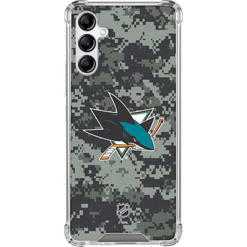 NHL San Jose Sharks Camo Galaxy A15 5G Clear Case