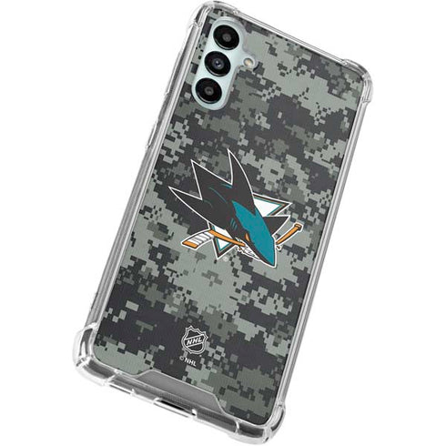 NHL San Jose Sharks Camo Galaxy A15 5G Clear Case