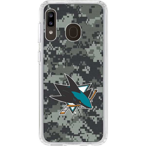 NHL San Jose Sharks Camo Galaxy A20 Clear Case