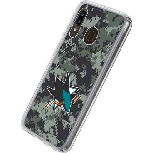 NHL San Jose Sharks Camo Galaxy A20 Clear Case
