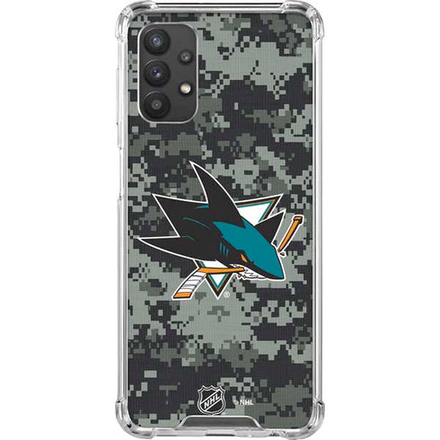 NHL San Jose Sharks Camo Galaxy A32 5G Clear Case