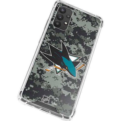 NHL San Jose Sharks Camo Galaxy A32 5G Clear Case