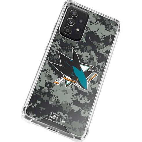 NHL San Jose Sharks Camo Galaxy A52 5G Clear Case