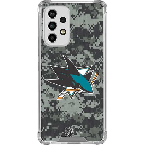 NHL San Jose Sharks Camo Galaxy A53 5G Clear Case