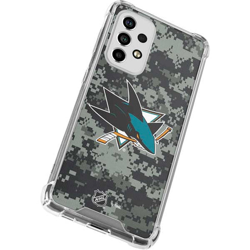 NHL San Jose Sharks Camo Galaxy A53 5G Clear Case