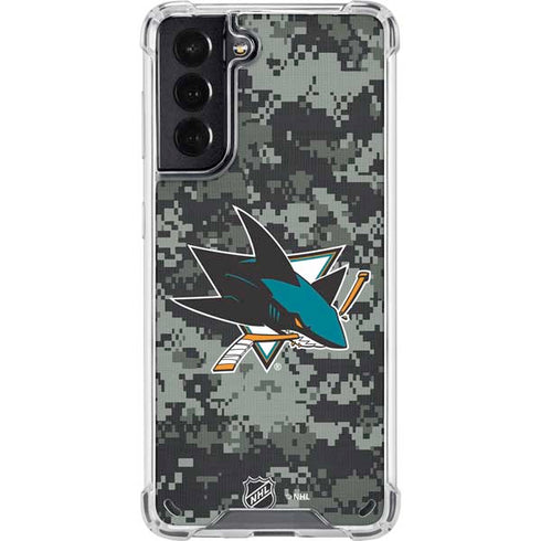 NHL San Jose Sharks Camo Galaxy S21 5G Clear Case