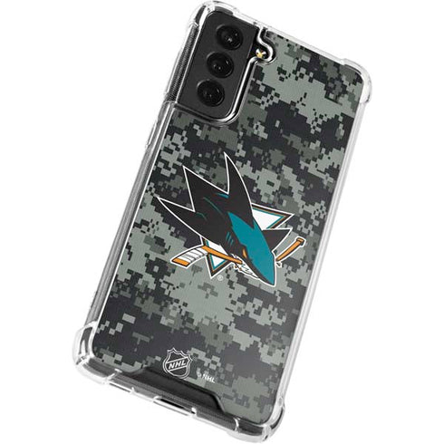 NHL San Jose Sharks Camo Galaxy S21 FE Clear Case