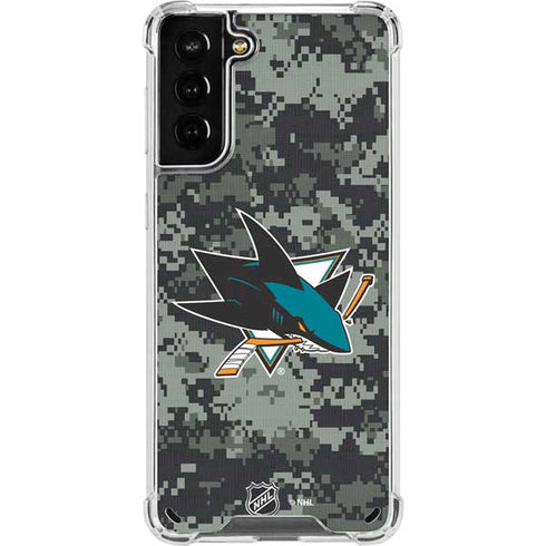 NHL San Jose Sharks Camo Galaxy S21 Plus 5G Clear Case