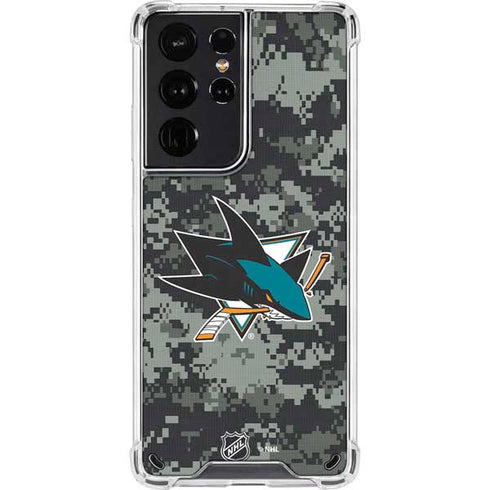 NHL San Jose Sharks Camo Galaxy S21 Ultra 5G Clear Case