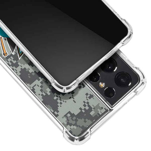 NHL San Jose Sharks Camo Galaxy S21 Ultra 5G Clear Case