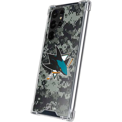 NHL San Jose Sharks Camo Galaxy S22 Ultra Clear Case