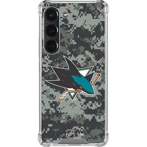 NHL San Jose Sharks Camo Galaxy S23 Clear Case