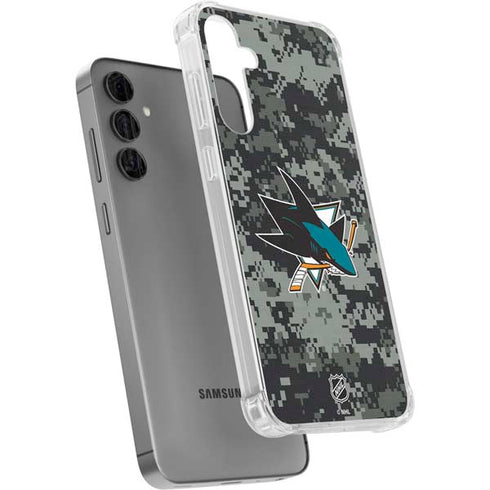 NHL San Jose Sharks Camo Galaxy S24 Plus Clear Case