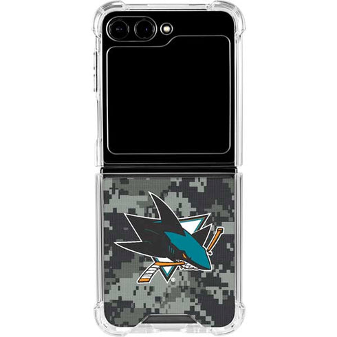 NHL San Jose Sharks Camo Galaxy Z Flip5 5G Clear Case
