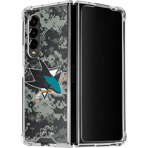 NHL San Jose Sharks Camo Galaxy Z Fold4 5G Clear Case