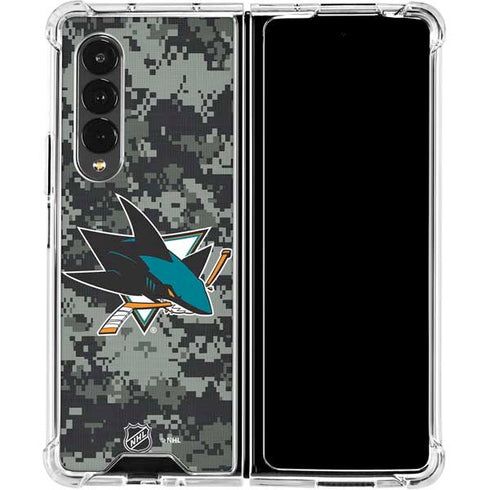 NHL San Jose Sharks Camo Galaxy Z Fold4 5G Clear Case