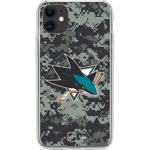 NHL San Jose Sharks Camo iPhone 11 Clear Case