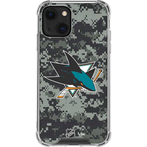 NHL San Jose Sharks Camo iPhone 13 Mini Clear Case