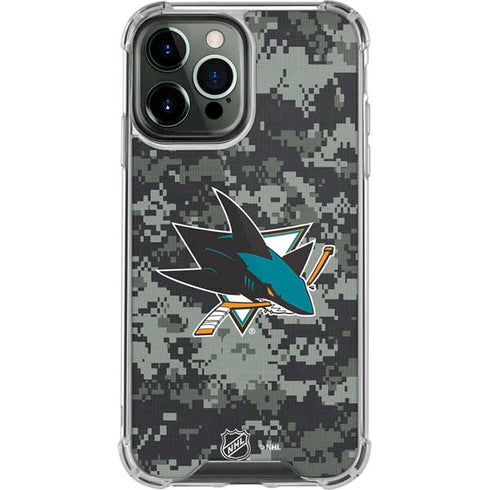 NHL San Jose Sharks Camo iPhone 13 Pro Max Clear Case
