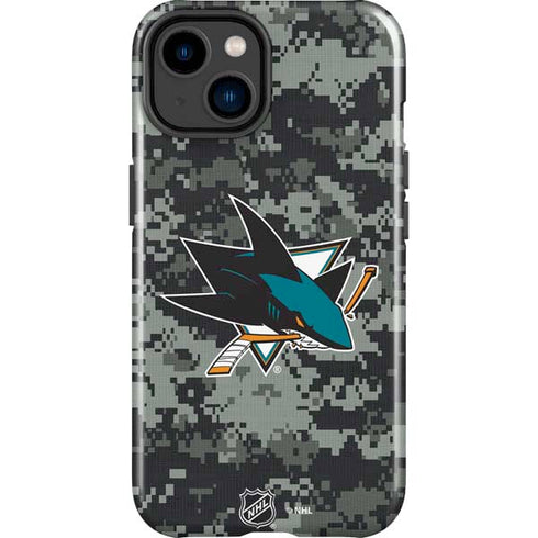NHL San Jose Sharks Camo iPhone 15 Plus Impact Case