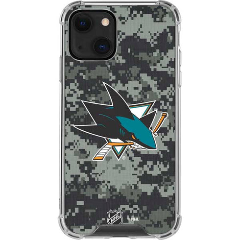 NHL San Jose Sharks Camo iPhone 14 Plus Clear Case