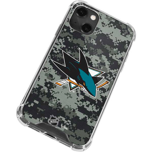 NHL San Jose Sharks Camo iPhone 14 Plus Clear Case