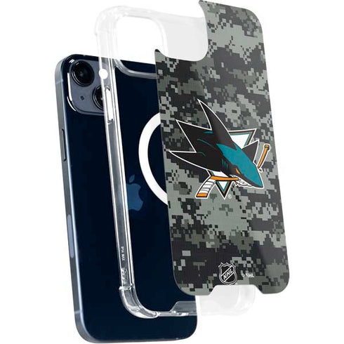 NHL San Jose Sharks Camo iPhone 15 Plus MagSafe Case