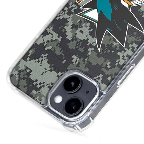 NHL San Jose Sharks Camo iPhone 15 Plus MagSafe Case