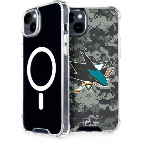 NHL San Jose Sharks Camo iPhone 15 Plus MagSafe Case