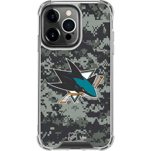 NHL San Jose Sharks Camo iPhone 15 Pro Clear Case