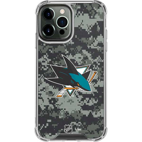 NHL San Jose Sharks Camo iPhone 15 Pro Max Clear Case