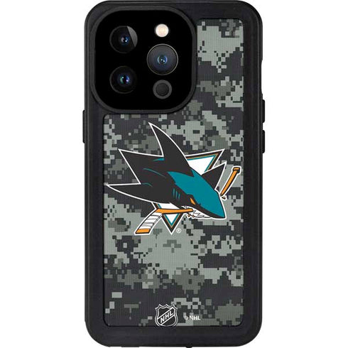 NHL San Jose Sharks Camo iPhone 14 Pro Waterproof Case
